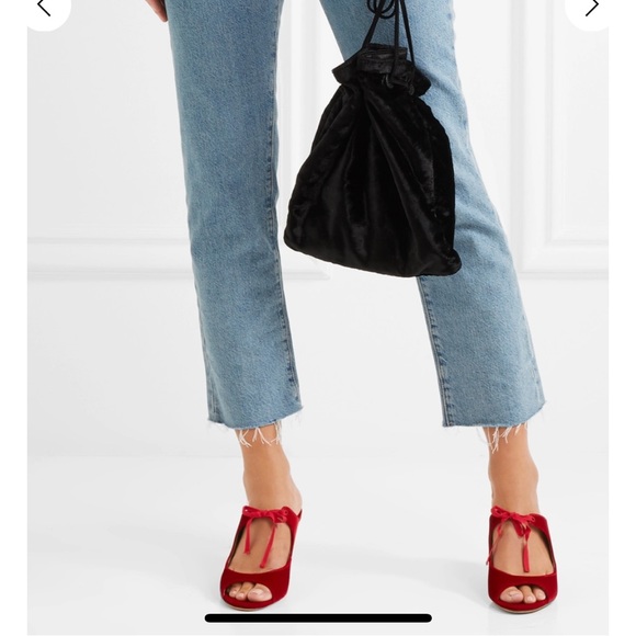 HP! Tabitha Simmons Helene Red Velvet Mule Heels - Picture 8 of 12